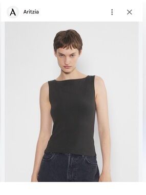 Aritzia Women's Grey Sleeveless Boatneck Top